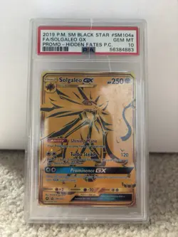 Pokemon Solgaleo GX SM104a Black Star Promo Full Art Holo PSA 10 English - Image 1