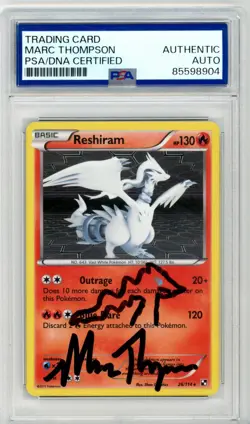 PSA Signed Marc Thompson Pokemon TCG Reshiram 26/114 Black & White Holo Rare - Image 1