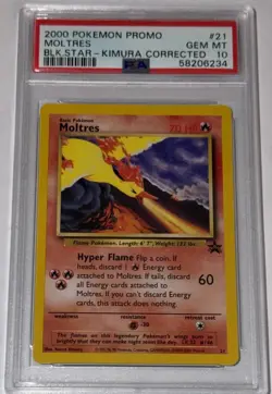 2000 Pokemon Black Star Promo Moltres #21 PSA 10 GEM MINT Kimura Corrected - Image 1