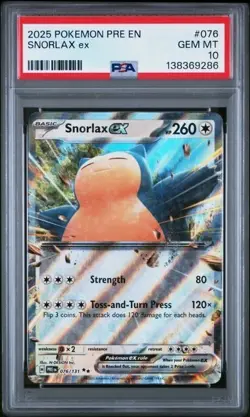 SNORLAX EX #076 PSA 10 • 2025 POKEMON PRE EN-PRISMATIC EVOLUTIONS - Image 1