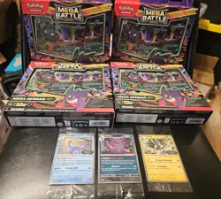 POKEMON GENGAR GAMESTOP PROMO LOT OF 4 MEGA BATTLE DECK GENGAR AURORUS LUXRAY - Image 1