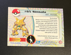1999 Topps Pokemon Blue Logo TV Animation Edition Foil Simsala #65 - Image 2