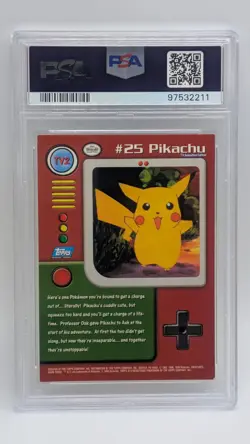 1999 Pokemon Topps Series 1 Character Card #25 Pikachu #TV2 Blue Logo PSA 5! - Image 2