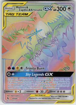 Moltres & Zapdos & Articuno GX 69/68 Rainbow Rare Hidden Fates Near Mint - Image 1