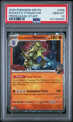 2025 POKEMON DRI EN-DESTINED RIVALS #096 TEAM ROCKET'S TYRANITAR PSA 10 - Image 1