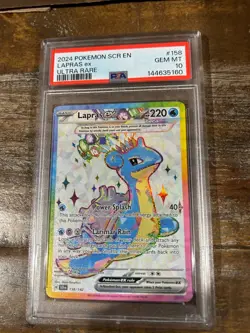 Pokemon 2024 Stellar Crown Ultra Rare LAPRAS EX #158 PSA 10 Gem Mint RARE - Image 1
