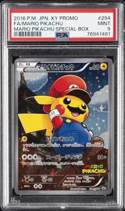 2016 POKEMON JAPANESE XY PROMO #294 FULL ART/MARIO PIKACHU PSA 9 - Image 1