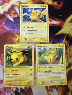 Lot of 3 Pokemon Pikachu vintage 60/106 EX Emerald, 70/100 Stormfront 2/30 T.kit - Image 1