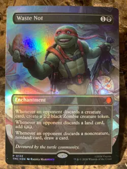 MTG TCG Commander: TMNT Waste Not Borderless TMC 0132 Pizza Box Foil Promo - Image 1