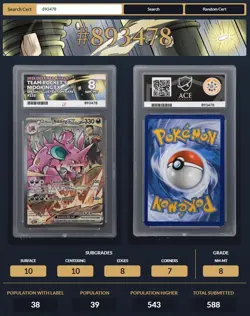 Pokemon Destined Rivals 233/182 Team Rocket's Nidoking ex SIR Ace Grade 8 - Image 3