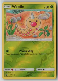 Weedle 1/111 Pokemon Crimson Invasion Reverse Holo Common Near Mint (NM) 1 - Image 1