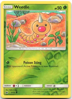 Weedle 1/111 Common Crimson Invasion Pokemon Reverse Holo Near Mint - Image 1
