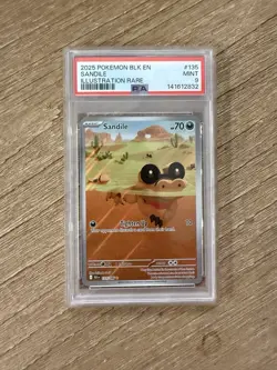 2025 POKEMON BLK EN-BLACK BOLT ILLUSTRATION RARE #135 SANDILE PSA 9 - Image 1