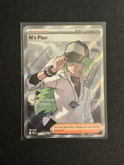 🌟N's Plan 163/086 Full Art (FA) Trainer Ultra Rare - Pokemon TCG Black Bolt- NM - Image 1