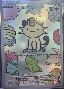 After Skool Hobby Pokemon S2 Genetic Mystery 24 Meowth Ditto Card NM-Mint - Image 1