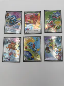 Pokemon First Partner Illustration 6 Card Charmander Squirtle Bulbasar + 3 NM/M - Image 1