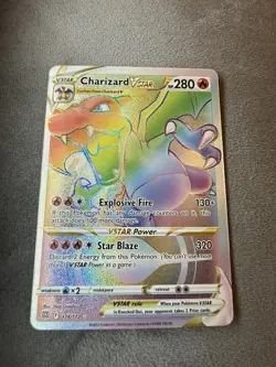 Pokemon TCG - Charizard VSTAR Rainbow Secret Rare Card Brilliant Stars 174/172 - Image 1