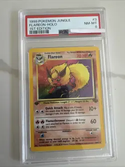 1999 POKEMON TCG JUNGLE FLAREON HOLO #3 1ST EDITION PSA 8 Graded Card - Image 1