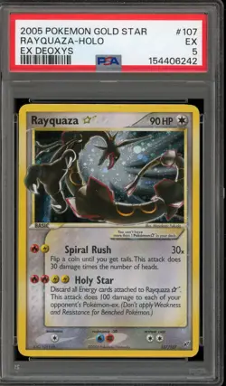 Pokemon Rayquaza Gold Star EX Deoxys Holo Ultra Rare #107 PSA 5 - Image 1