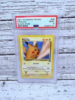 2001 POKEMON PROMO BLACK STAR POKEMON LEAGUE #26 PIKACHU PSA 9 - Image 1