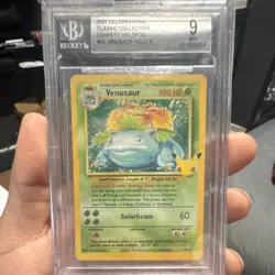 Pokemon TCG Venusaur 15/102 Celebrations Confetti Holo Beckett Graded 9 - Image 1