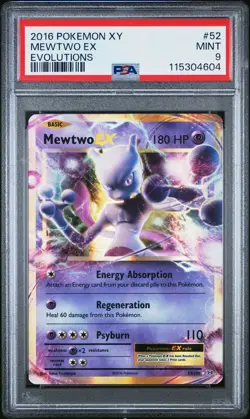 2016 POKEMON XY EVOLUTIONS #52 MEWTWO EX PSA 9 - Image 1