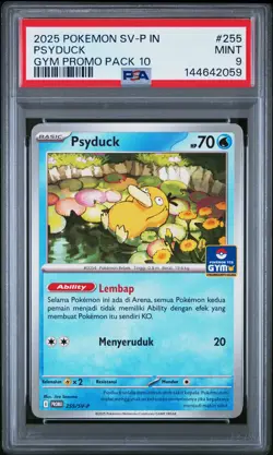 2025 POKEMON INDONESIAN SV-P PROMO GYM PROMO PACK 10 #255 PSYDUCK PSA 9 - Image 1