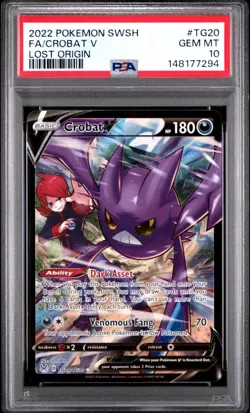 Pokemon 2022 Lost Origin Crobat V #TG20 Full Art Ultra Rare PSA 10 GEM MINT - Image 1