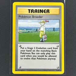 Pokemon Breeder 76/102 Rare Base Set Unlimited Pokemon Lightly Played - Image 1