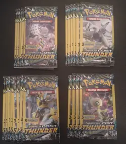 Pokemon TCG Sun & Moon Lost Thunder Booster Packs Lot 23 Packs 3 Card Packs - Image 1