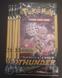 Pokemon TCG Sun & Moon Lost Thunder Booster Packs Lot 23 Packs 3 Card Packs - Image 2