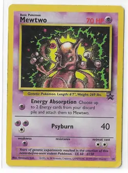 Mewtwo 14 Black Star Promo WOTC Vintage Pokemon TCG Card LP - Image 1