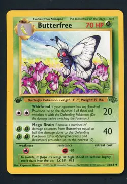 Butterfree 33/64 Jungle 1st Edition Pokemon Card NM - Image 1