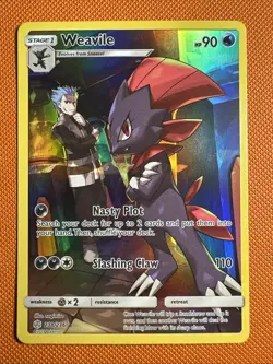 Weavile 238/236 Secret Rare SM Cosmic Eclipse Pokemon Card NM - Image 1