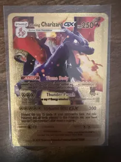 Shining Charizard GX Gold Foil Pokemon Card Fan Art HP 250 - Image 1