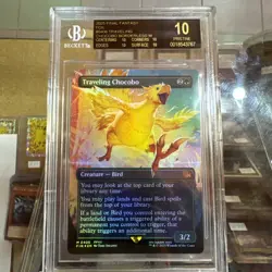2025 MTG FINAL FANTASY 0406 TRAVELING CHOCOBO BORDERLESS FOIL BGS 10 BLACK LABEL - Image 1