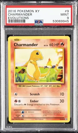 2016 POKEMON XY EVOLUTIONS #9 CHARMANDER PSA 9 - Image 1