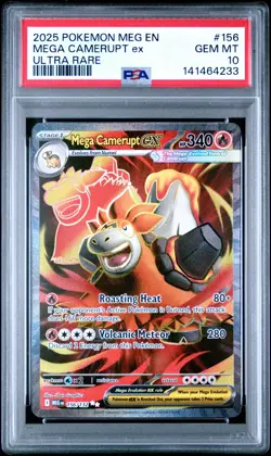 2025 POKEMON MEG EN-MEGA EVOLUTION ULTRA RARE #156 MEGA CAMERUPT EX PSA 10 - Image 1
