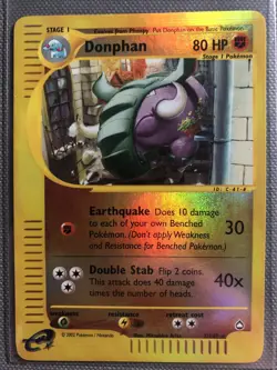Donphan 7/147 Aquapolis Set REVERSE HOLO Pokemon NEAR MINT - Image 1