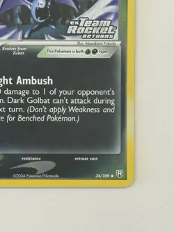 Pokemon TCG Dark Golbat 34/109 Team Rocket Returns Reverse Holo Stamped - Image 4