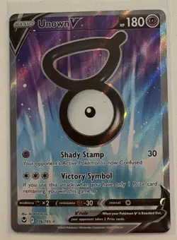 Pokemon Unown V Full Art Ultra Rare Holo 180 HP Silver Tempest #176/195 - Image 1