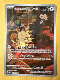 Team Rockets Meowth 203/182 SV10 Destined Rivals Illustrated Card Mint Condition - Image 1
