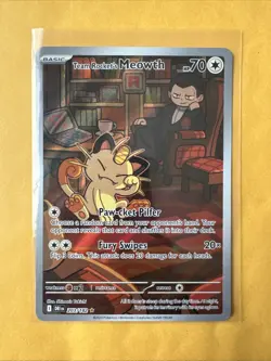 Team Rockets Meowth 203/182 SV10 Destined Rivals Illustrated Card Mint Condition - Image 3