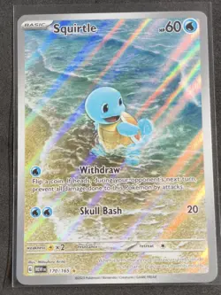 Pokemon TCG Squirtle 170/165 Scarlet & Violet 151 Illustration Rare Holo Card - Image 1