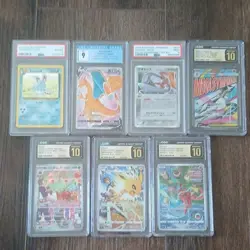 Pokemon TCG 7 Card Graded Lot Japanese Holo Charizard V Deoxys Azumarill - Image 1