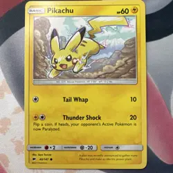Pokemon Pikachu Card 40/147 Sm-Burning Shadows Regular Common Basic 60HP English - Image 1
