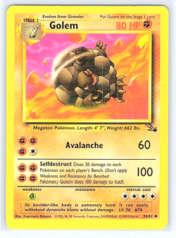 Golem 36/62 Fossil NM or LP Pokemon Card - Image 1