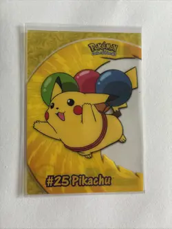 #25 Pikachu Pokemon Card - Topps TV Series 2 - PC1 - Clear Plastic Chase Card - Image 2