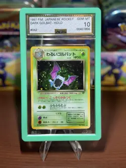 Pokemon AGS 10 GEM MINT 1997 Dark Golbat Japanese Team Rocket Holo Card SWIRL - Image 1