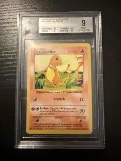 Charmander 46/102 Common 1999 Base Set Shadowless WOTC Pokemon Cards BGS 9 Mint! - Image 1